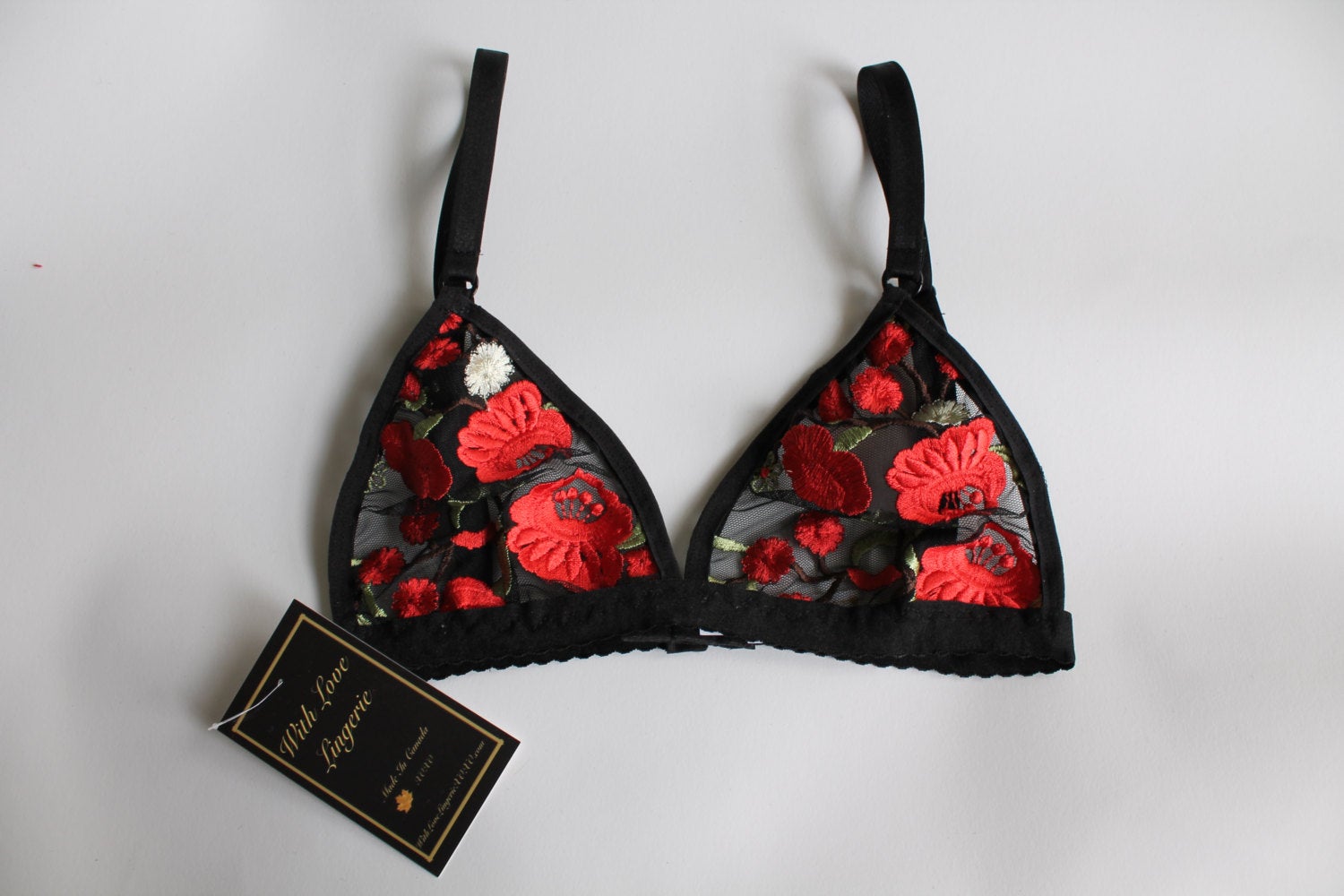 Red Roses Sheer Lace Bra